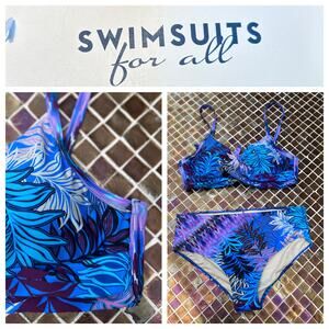 SWIMSUITS for all Multicolor Palm Print Bikini Set Size 14 NWT
